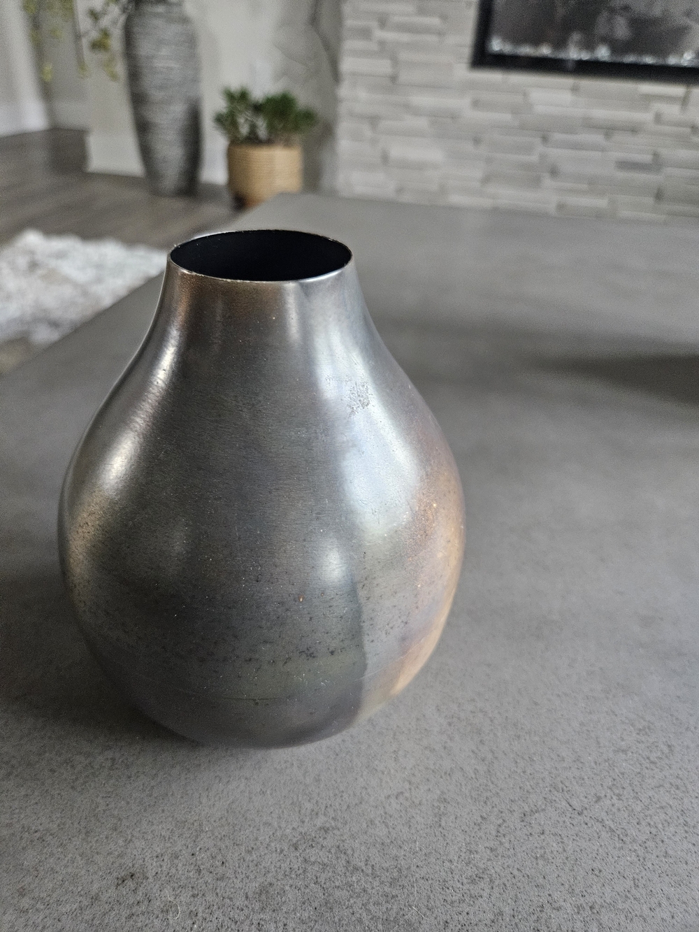 Crate&Barrel Iridescent Metallic Vase in Gray and Subtle Bronze